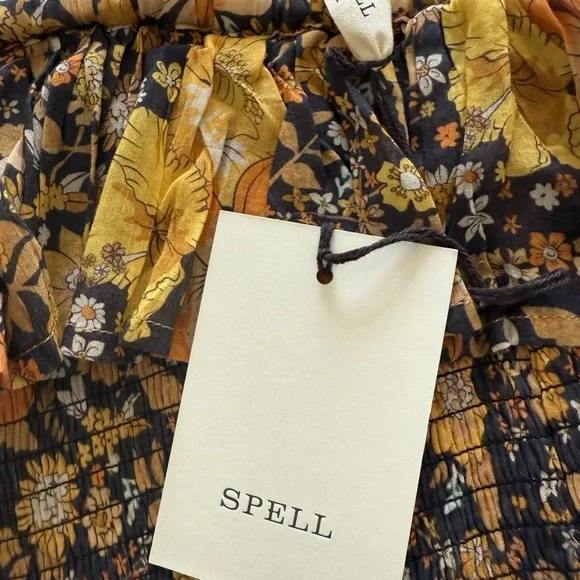 Floral Hibiscus Lane Strapless Flutter Midi Dress - Licorice - Picture 7 of 10